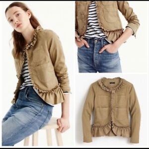 J. Crew Ruffle Chino Jacket Sz 0